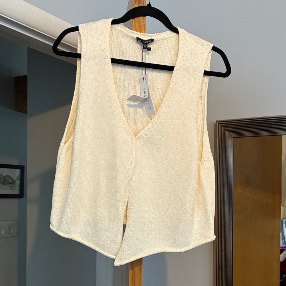Cream Sleeveless Knit Top